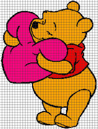 Winnie The Pooh Holding Heart Graph And Row By Row Written Crochet Instructions 01 Yarnloveaffair Com Disney Cross Stitch Graph Crochet Pixel Crochet