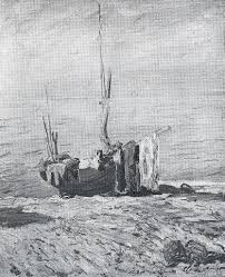 Etretat Bateau Echoue Sur La Plage C Monet W 1031a Claude Monet Monet Monet Paintings
