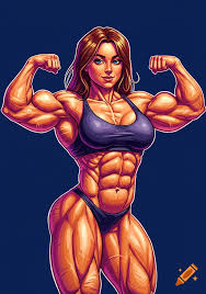 Powerful Comic Book Illustration of a Muscular Woman created on Craiyon