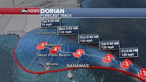 Se asteapta sosirea lui dorian in jurul orei 8 p.m. Monster Hurricane Dorian Takes Aim At Florida May Make Landfall As Category 4 Abc News