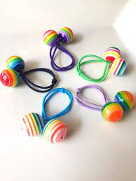 Rainbow Ball Ponytail Holders Hair Ties Elastic Bands Ponytail Set Rhinestone Hair Elastics Retro Hair Ties Toddler Hair Urban Hair Hair Ties Ponytail Holders Ponytail