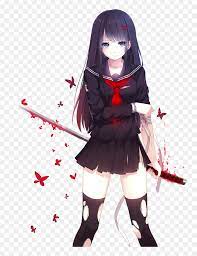 Medaka kurokami has long hair and red eyes. Thumb Image Black Haired Anime Girl With Blue Eyes Hd Png Download Vhv