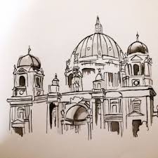 Berlin Cathedral Ink Drawing Germany Art Www Reeccahunterart Co Uk