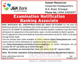 JK BANK Banking Associate Examination Notificationsexiezpix Web Porn