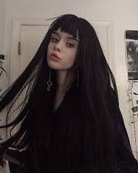 Natural Black Wig With Bangs Goth Hair Aesthetic Hair Long Hair Styles