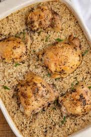 Season with salt and pepper, rosemary and thyme, if desired. The Perfect Oven Baked Chicken And Rice Dinner Then Dessert