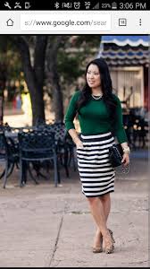 Black And White Striped Pencil Skirt Outfit Green Top Stripe Black White Skirt Striped Skirt Outfit Black Striped Skirt Stripe Outfits