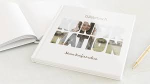 Einfache gestaltung der karten mit ihren texten und fotos. Gastebuch Konfirmation Fototext Detail