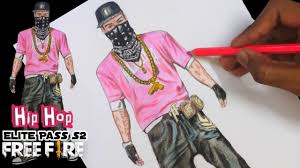 Sketch of hip hop singer singing into a microphone. Drawing Hip Hop Bundle Elite Pass Season2 Freefire Youtube