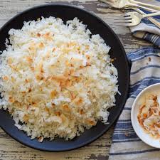 He cooked this brown basmati rice using his fry in a bit of evoo oil first technique. Coconut Rice Recipe