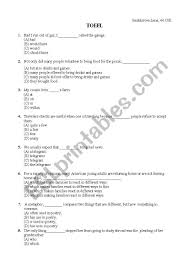 In this practice test you can control the audio yourself. Toefl Exercises Esl Worksheet By Mily88