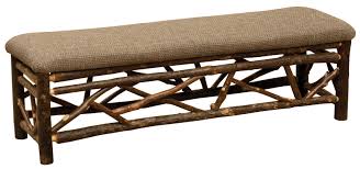 Our slat benches are constructed from premium grade oak either stained black with a clear lacquer finish or left natural with a clear. Hickory Log Twig Bench Fireside Lodge Furniture