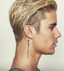 Populove For The Love Of Pop Music Justin Bieber Tattoos Justin Bieber Neck Tattoo Patience Tattoo