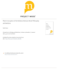 Plato's Conception of the Relations Between Moral Philosophy and Medicine