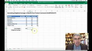 How To Calculate Weighted Averages Using Sumproduct In Excel 2016 For Mac Youtube