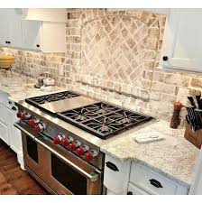 Achieve This Look With Glen Gery Visit Www Glengery Com To View Our Products Brick Kitchen Brick Backsplash Kitchen White Brick Backsplash
