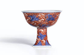 Ming Xuande Mark And Period Stem Cup With Mythical Beasts Chinese Ceramics Ceramics Chinese Pottery