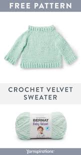 Bernat yarn patterns deliver wholesome and cozy knitwear, that are luxuriously soft! Bernat Baby Velvet Yarn Pattern Super Soft And Stylish This Pullover Crocheted In Bernat Baby Velvet Is A Must Have Crochet Velvet Sweater Crochet Clothes