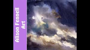 Painting A Sky And Clouds In Watercolor Youtube Watercolor Clouds Sky And Clouds Watercolor