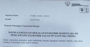Penutupan sementara loji rawatan air sook i dan ii disebabkan gangguan bekalan elektrik. Notis Pemberitahuan Gangguan Tnb Jmb Spring Court G Apartment Lingkaran Dagang Mas Taman Mas Sepang 47100 Puchong Selangor