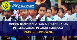Lembaga zakat selangor (lzs) telah ditubuhkan sejak 20 tahun yang lalu bertanggungjawab menguruskan urusan zakat di negeri selangor. Zakat Selangor Bantuan Yuran Kelengkapan Persekolahan Pelajar Sehingga Rm250 Seorang Edu Bestari