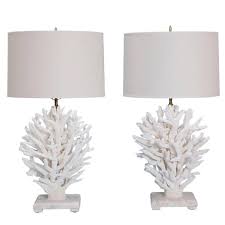 White and gold branch coral design table lamp with matching shade 21.5 inch tall. Pair Of White Coral Table Lamps Lamp Table Lamp Coral Table