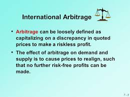 Arbitrage is the process of opening opposite trading positions simultaneously to make profits from price inefficiencies in the market. International Arbitrage And Interest Rate Parity Ppt Download