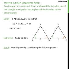 Which shows two triangles that are congruent by aas? Theorem 7 1 Asa Congruency Class 9 If 2 Angles And Side Are Equal
