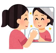 鏡の水垢の掃除のイラスト | かわいいフリー素材集 いらすとや