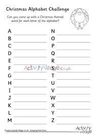 As a game with scoring Christmas Alphabet Challenge