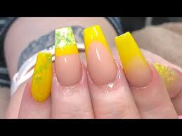Quality service and professional assistance is provided when you shop with aliexpress. Yellow Acrylic Nails Ombre Colour Blocking Glitter Youtube