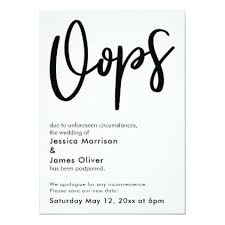 Postponed Wedding Oops Humorous Announcement Zazzle Com Announcement Handwritten Script Font Cheap Wedding Invitations