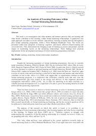The case for a mentoring program answer key : Pdf An Analysis Of Learning Outcomes Within Formal Mentoring Relationships
