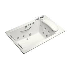 Bathroom showers stunning bathtubs menards home depot tub surround. Kohler Riverbath Quadrangle 3 83 Ft Whirlpool Tub With Heater And Center Drain In White K 1360 H2 0 The Home Depot
