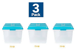 Photo courtesy of closet maid closets can collect more random stuff than any room in. Stackable W Latch Lid Teal Clear Plastic Hefty Hi Rise Storage Bins Box 72 Qt