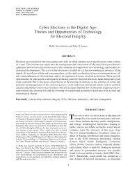 Pdf Cyber Elections In The Digital Age Threats And Opportunities Of Technology For Electoral Integrity