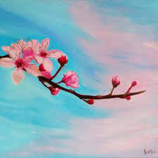 Oil Painting Sakura Cherry Blossoms 30x40cm Canvas Cherry Blossom Painting Sakura Painting Painting