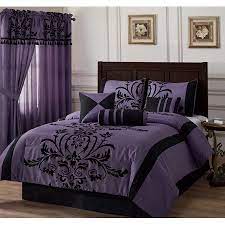 Chezmoi Collection Nobility 7 Piece Flocked Floral Faux Silk Comforter Set Walmart Com Comforter Sets Purple Bedrooms Bedding Sets