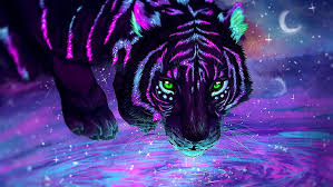 You can save/download wallpapers in sdcard; Hd Wallpaper Purple And Blue Tiger Illustration Water Green Eyes Neon Animals Wallpaper Flare