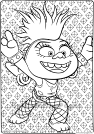 Add some color to the picture and bring the cute looking queen and her crown to life. New Trolls 2 World Tour Coloring Pages Printable
