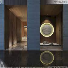 yaokai anluan court and exhibition center a building center with natural and urban life style round mirror bathroom lighted bathroom mirror design