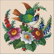 Bird Floral Parrot Cross Stitch Pattern Berlin Woolwork Heather Digital Format Pdf Unique Vintage Victorian Pillow Retro Needlework Chart Embroidery Patterns Vintage Cross Stitch Patterns Vintage Cross Stitch Pattern
