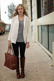 Winter White Cardigan Grey Black Denim Cognac Boots Bag Outfit Casual Winter Outfits Winter Outfits For Work Outfits With Leggings