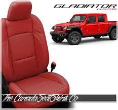 Black And Red Jeep Interior 2020 Jeep Gladiator Custom Leather Upholstery Jeep Gladiator Custom Leather Leather Seat