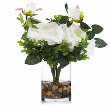 Maybe you would like to learn more about one of these? Primrue 2 Large Silk Rose Flower And Mixed Greenery In Clear Glass Vase With River Rock Wayfair Ca