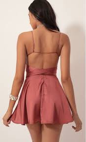 Party Dresses Quinn Satin Tie A Line Dress In Rust A Line Dress Party Dress Dresses