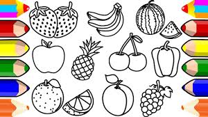Fruits coloring pages contain many exotic examples, like bananas, pineapple. Fresh Fruits Drawing And Coloring Pages For Kids Coloring Pages For Children Babies Toddlers Youtube