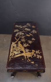 Chinoiserie Brown Lacquer And Gilt Decorated Coffee Table Coffee Table Wood Cocktail Table Brass Cocktail Table