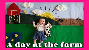 Let S Spend A Day At The Farm In This Diy Photoshoot Idea At Home Check Out The Youtube Video Attached To Diy Baby Stuff Baby Photoshoot Monthly Baby Photos