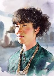 Technique: watercolor Title: The Woman of Clay Size: 56 x 38cm